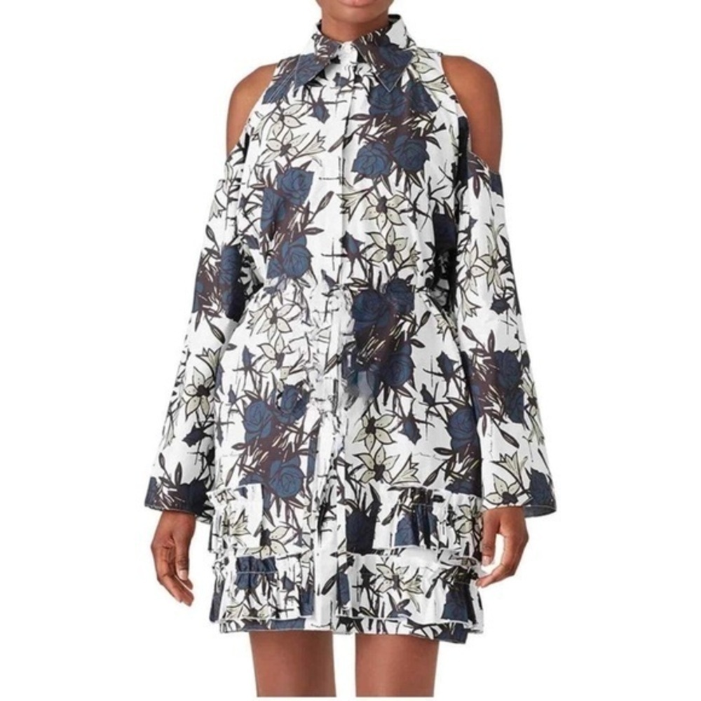 Nina Ricci dress. Euro 34 or US 4. Ample fit. EUC. Button front. Cold shoulder